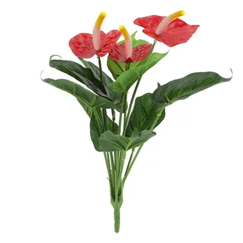 12-vodja Anthurium Alternativnih Ponaredek Cvetje Urad Cvetlični Dekor na Obrabo odporne Plastike Emulational Rastlin Ročni Ornament Slike