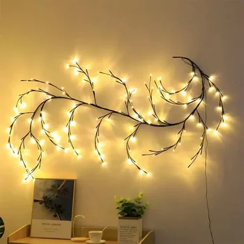 2/1pc Willow Trte Luči USB Upogljivi Veje Svetilke, 96 LED Drevo Luči Prižgal Willow Trte Lučke za Božično zabavo Doma Dekor Slike