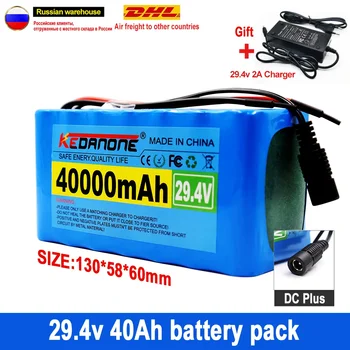 24V 40Ah 7S3P 18650 29.4 V 40000mAh Li-ionske Baterije za Električna Kolesa, Električni Moped Li-ionska Baterija + 2A Polnilec Slike