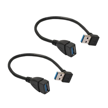 2X USB 3.0, pravim Kotom 90Degree Podaljšek Moški-Ženski Adapter Kabel, 20 cm Slike