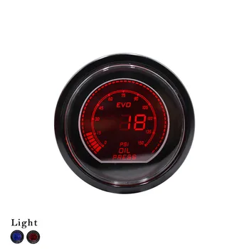 52mm 2 palca Avto Olje pritisnite merilnik EVO LCD-Rdeča/Modra Led Olje manometer 0-150PSI S Senzorjem/Avto meter Slike