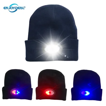 6 LED luči klobuk USB Polnilne Proste Roke, Svetilka Skp LED Beanies Plesti Klobuk toplo pozimi za Plezanje, Ribolov na prostem Slike