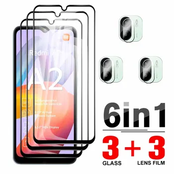 6in1 Polno Kritje Zaščitno Steklo Ohišje Za Xiaomi Redmi A2 Fotoaparat Zaščitnik Redmy A2+ 2 plus 2A RedmiA2 6.52 palčni Kaljeno Film Slike