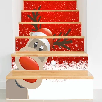 6pcs/Paket Božično Dekoracijo Stopnicah Nalepke za Ločljive Stenske Nalepke 3d Stopnicah Ozadje Zidana Decals Vesel Božič Slike