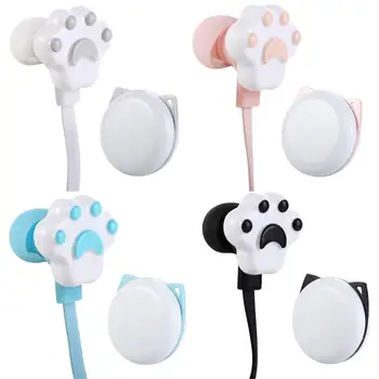 Childs Slušalke Nove Lepe Lepe Risanke Mačka Tačka 3,5 mm in-ear Slušalke z Obračanjem Primeru Mikrofon za Telefon Slike