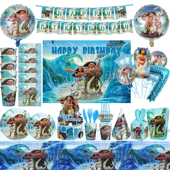 Disney Moana Rojstni Dan Dekoracijo Moana Maui Stranka Potrebščine, Namizni Pribor Masko Vrečko Baloni Zaslon Ozadje Baby Tuš Otroci Dekliška Slike
