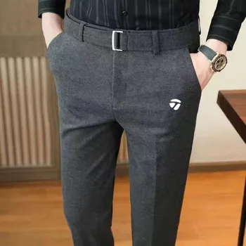 Golf hlače 2023 jesen/zima moške priložnostne poslovnih hlače dihanje ravne noge hlače moški golf hlače Slike