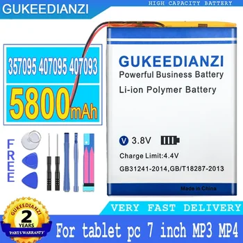 GUKEEDIANZI-Polymer Litij-Ionska Tablet Zamenjava Baterije, Za 357095, 407095, 407093, 5800mAh, PC, 7 Palca, MP3, MP4 Slike