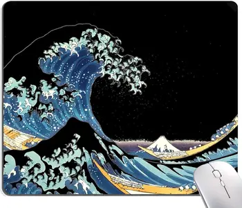 Japonski Morje Val Mouse Pad Kvadratnih Miško Mat Nepremočljiva nedrsečo Gumo Znanja MousePads za Prenosni Računalnik Slike