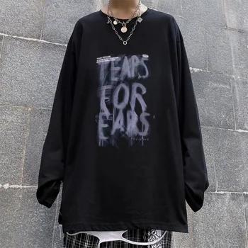 jeseni moška oblačila majica za moške anime Gothic Dolg Rokav T-Shirt ulične Mode letnik Priložnostne Svoboden Oversize telovadnice vrhovi Slike