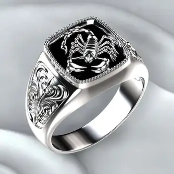 Klasična Scorpion Obletnico Obroč za Moški Poročni prstan Scorpio Dodatki za Rojstni dan, Valentinovo Darilo Ljubimec je Nakit Slike