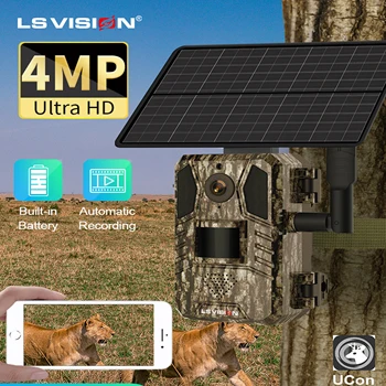 LS VIZIJO Pot Fotoaparat 4G Brezžični 2K Solar Powered Lovske Kamere Night Vision 4mp Nepremočljiva Divje Cam Za Divje živali Spremljanje Slike