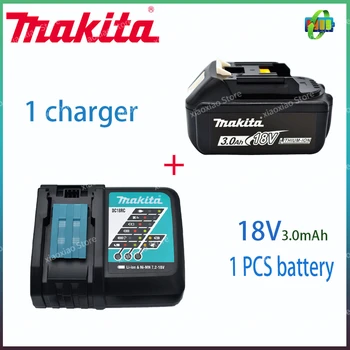 Makita-100% Prvotne Polnilna Moč Orodje, Baterije, Zamenljive LED Litij-ionska, 3.0 Ah 18V LXT BL1850B BL1860BL1840 Slike