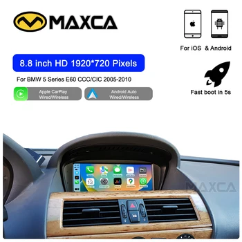 MAXCA z 8,8-palčni Brezžični Carplay Android auto Multimedijski Predvajalnik, AirPlay Auto Povezavo Za BMW E60 CCC CIC Slike