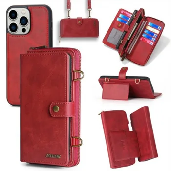MEGSHI-020 Snemljiv denarnice nahrbtnik Močna absorpcija Usnje Primeru Telefon za iPhone 6 6S 7 8 Plus X XS XR XSMax 11 12 Pro Max Slike