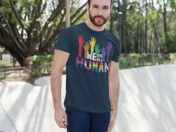 Moške Človekovih LGBT T Shirt LGBTQ Podporo Zaveznik Majica Zastavo Mavrične Majice Enakosti L Slike