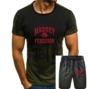 Moški majica s kratkimi rokavi Massey Ferguson Sivo Preperele Logotip Tee Majica s Krog Vratu Bombaž Dno Kratkimi Vrhovi Obleka ženske Slike