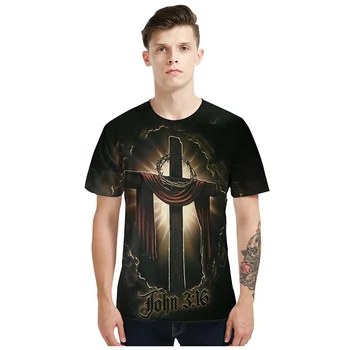 Moški/ženske Modni Krščanski Križ Jezusa Tiskane 3D Priložnostne T-shirt Slike