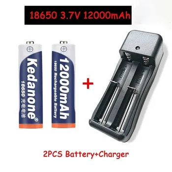 Novo 3,7 V 18650 polnilna baterija 3,7 V 18650 12000mah Li ionska baterija za svetilko baterija + polnilec Slike