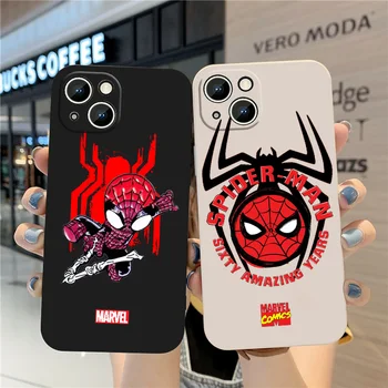 Novo Čudo Spider-Man Srčkan Za Apple iPhone 14 13 12 mini 11 Pro 8 7 6S 6 Plus XR XS X Max Tekoče Levo Vrv Mehko Primeru Telefon Slike
