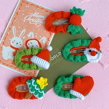 Praznični Božič Ostra Kvačkanih Lase Posnetek Candy Barve Las Posnetek Počitnice Pribor za Lase za Otroke Slike
