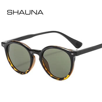SHAUNA Moda za Ženske Krog Punk Kovice Dekoracijo sončna Očala Odtenki UV400 Dvojno Barvo Moški Trendi sončna Očala Slike