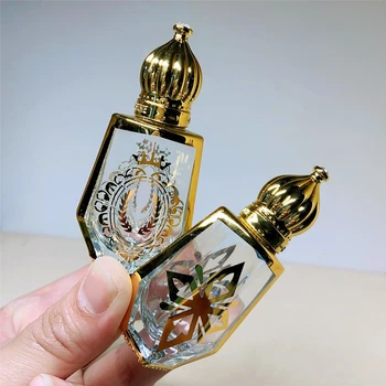 Stekleničke parfuma 12ML Eterično Olje Sub Kozarcih Zlato Steklo Prenosni Frag Skinc Mešanje vzorcev Prazno Steklenico Masaža Roller Steklenico Slike