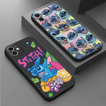 Telefon Primeru za iPhone 7 6s 11 Pro 14 12 Mini 15 Pro Max XR 8 Plus 13 SE XS X Disney Risanke Lilo & Stitch Mat Silikonski Pokrov Slike