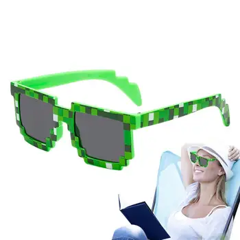Thug Life Očala 8-bitni Pixel Mozaik Očala Pixelated Očala Rudar Pogodbenice Prednost Foto Rekviziti Očala Očala Za Dekleta Fantje Slike