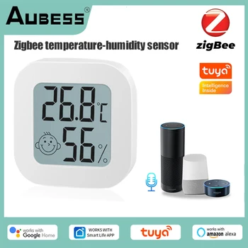 Tuya ZigBee Temperatura & Vlažnosti Tipalo Hladilnik Senzor, Digitalni LCD Zaslon Termometer, Higrometer Za Pametni Dom Podporo Alexa Slike