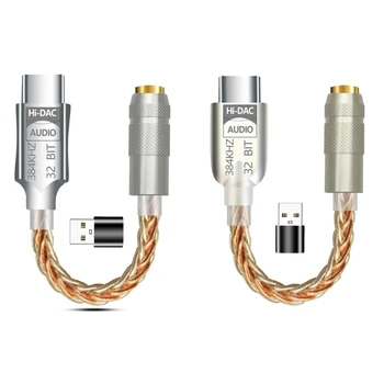 USB C do 3,5 mm Zvočni Adapter Tip C za Slušalke Ključ 32bit 384KHz DAC Digitalni Sprejemnikov Kabel Kabel z ALC5686 Čip Slike